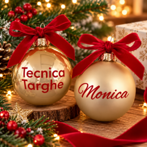 PALLINE DI NATALE PERLATE CON SCRITTA O LOGO CM 8