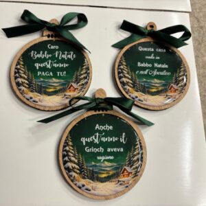 PALLINE IN LEGNO STAMPA RESINATA CON SCRITTE  O LOGHI